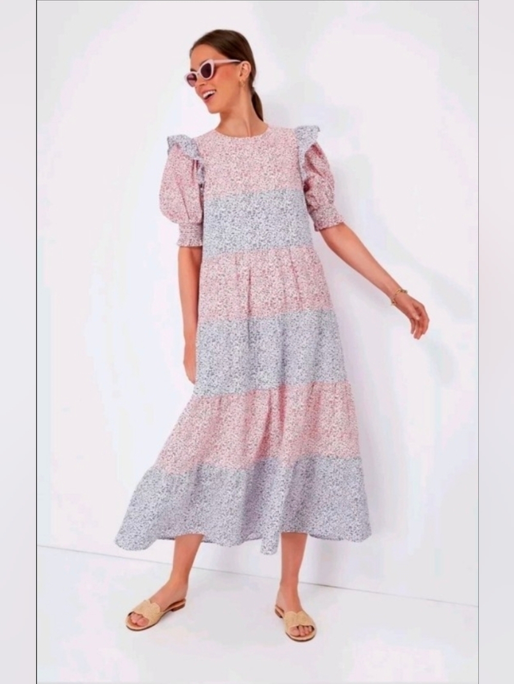 Hyacinth House by Tuckernuck Barton Floral Maxi Dress M Puff Sleeve Cottagecore